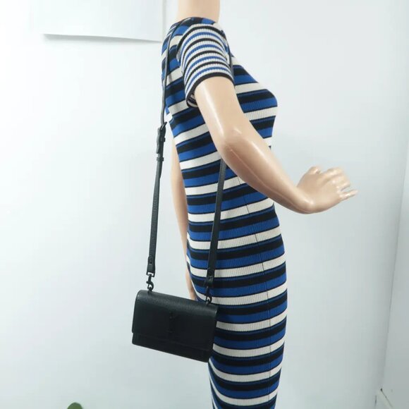 100% Authentic SAINT LAURENT Sunset Mini Black Leather Shoulder Bag 1294-101724 - Picture 12 of 12